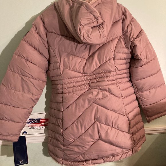 Reebok Womens Reversible Hooded Puffer Coat, Color Dusty Rose, Size Medium, NWT - Picture 4 of 16